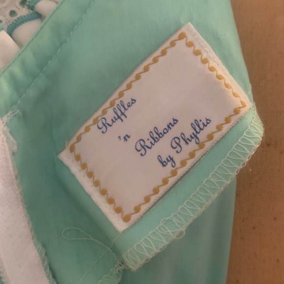 Ruffles ‘n Ribbons by Phyllis Mint & White Dress S - Picture 5 of 5